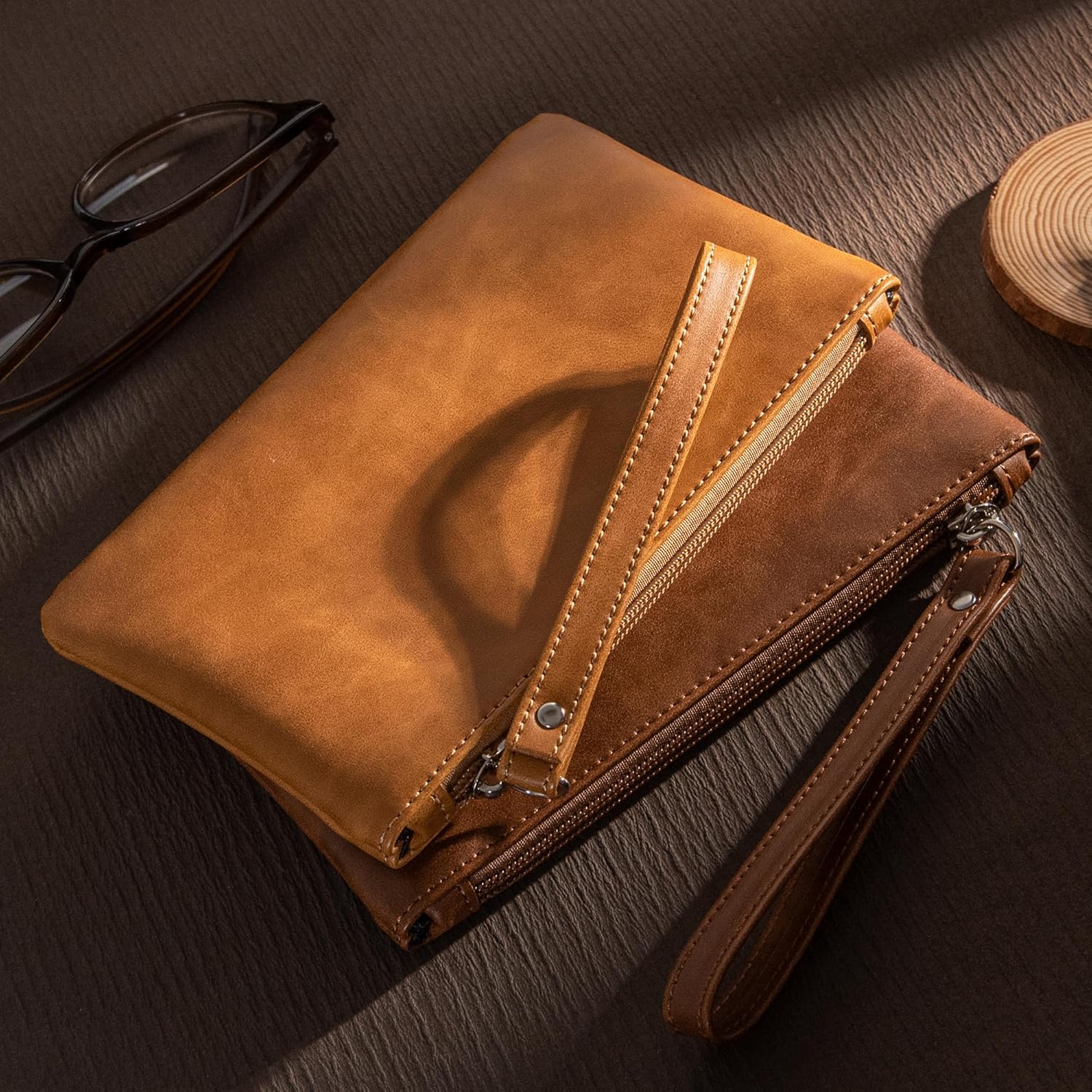 Calfinder Leather Pencil Pouch,Small Pen Pouch with Zipper,Handmade leather Pouch,Water Resistant,Leather Pouch for Makeup, Change, Coins, Perfect for Work/Office - Image 8