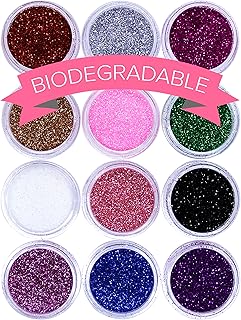 NYK1 | Set di 12 pot di Glitter per unghie | Prodotto per nail art di alta qualità | POLVERE DI GLITTER PER QUALSIASI NAIL ART, PRT VISO, CORPO, CAPELLI. Adatto per unghie in acrilico, gel, smalto semipermanente o normale