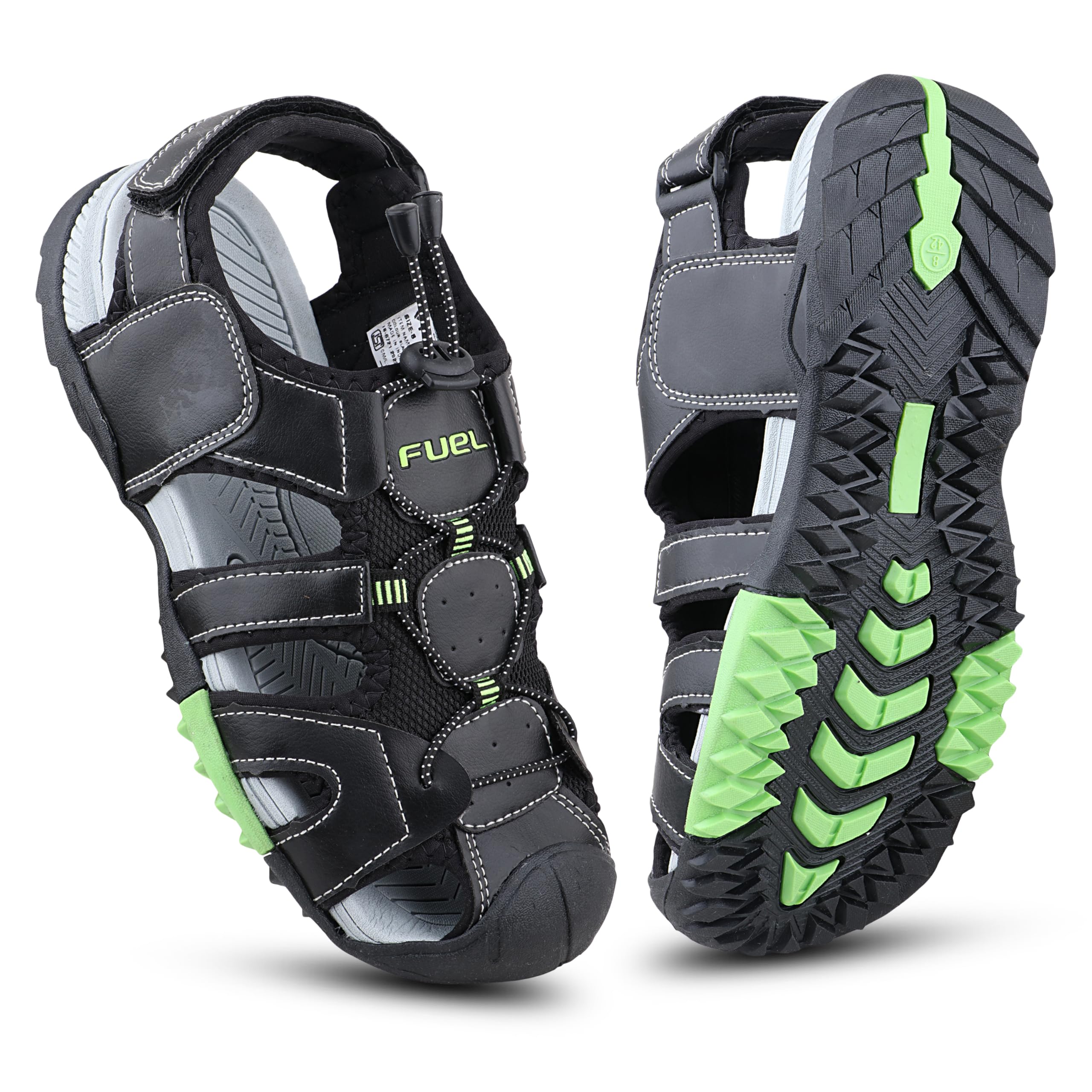 Warrior Men’s Fisherman Sandals – Comfortable, Breathable & Flexible Outdoor Sandals with Protective Toe, Anti-Skid Sole – Stylish Casual Beach & Sports Footwear (Black-P-Green)-image-29