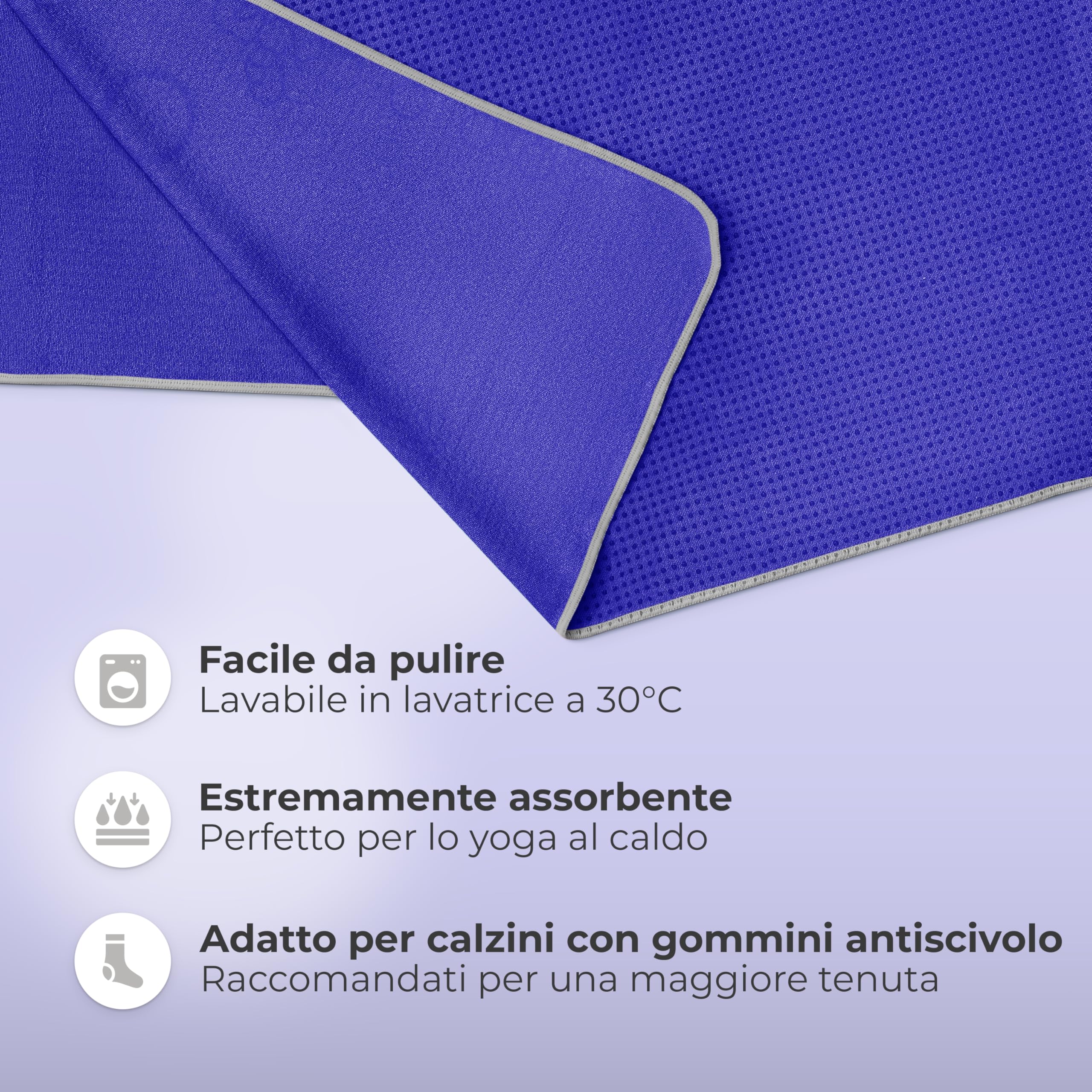 NirvanaShape Asciugamano da yoga antiscivolo | Hot Yoga Towel con nodi antiscivolo | asciugamano da yoga igienico per tappetino [ 185 x 63 cm ]