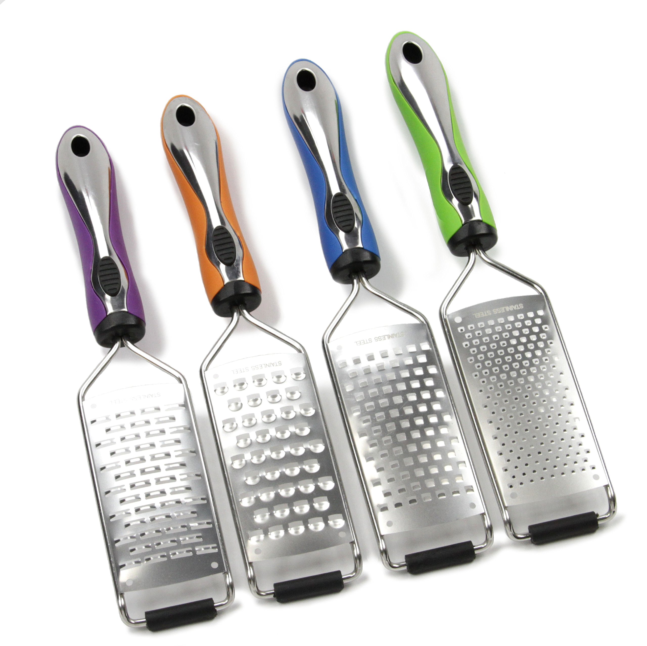 Chef CraftHandheld Soft Grip Grater Set, 7, 9.5, 11.5 inches, Green/Blue/Orange/Purple