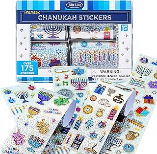 Rite Lite Hanukkah Sticker Box 175+ Festive Stickers! Dreidels, Menorahs, Stars, Chanukah Icons Jewish Holiday Party Favors Arts & Crafts Goodie Bag Rewards Fun Judaica Decorations Hostess Gifts