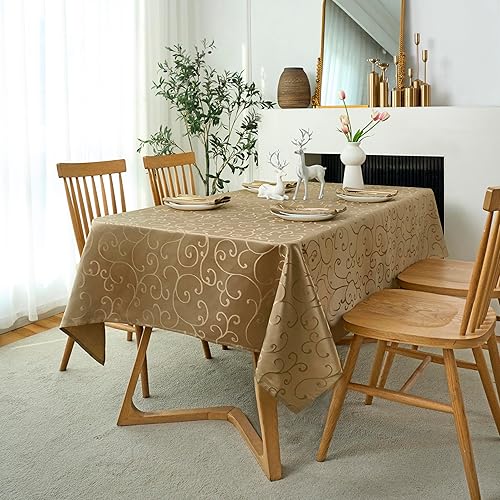 Miniatura 10 de Mantel jacquard resistente al agua, grueso, elegante, de lujo, de lujo, con ramas de damasco, decorativo, para el hogar, cocina, repelente de