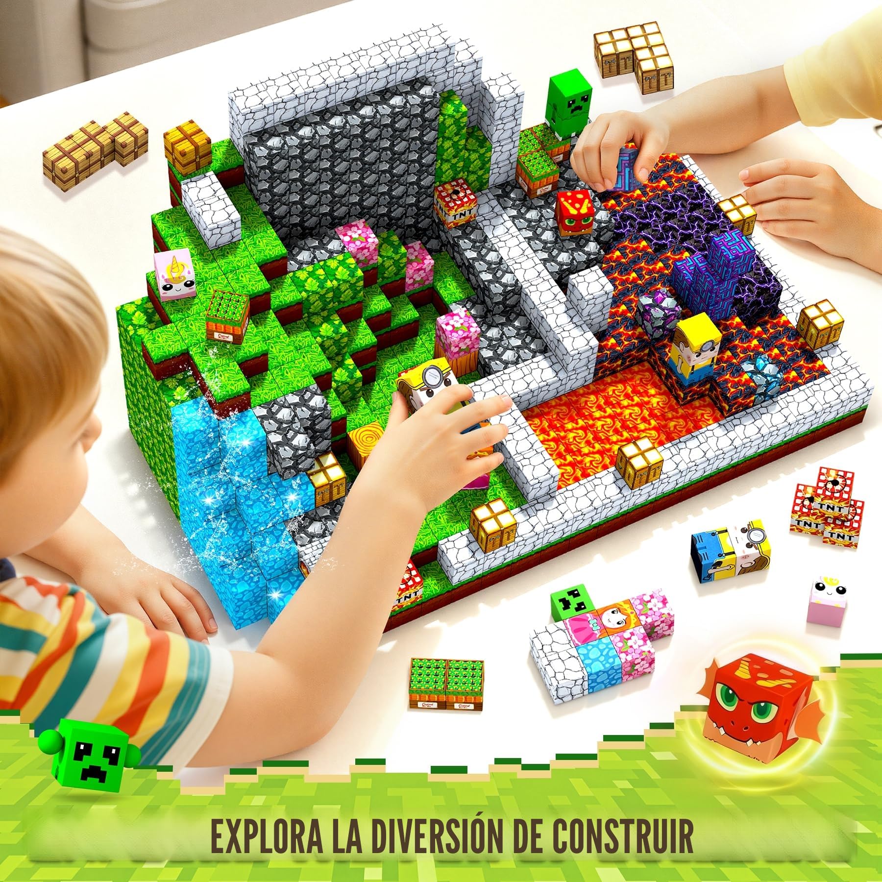 Bloques Magneticos Construccion Niños - 150 Piezas Magneticas niños - Construcciones Cubos Magneticas Juguete Creativo Montessori para Niños 3 4 5 6 7 8 9 10 Años Pascua