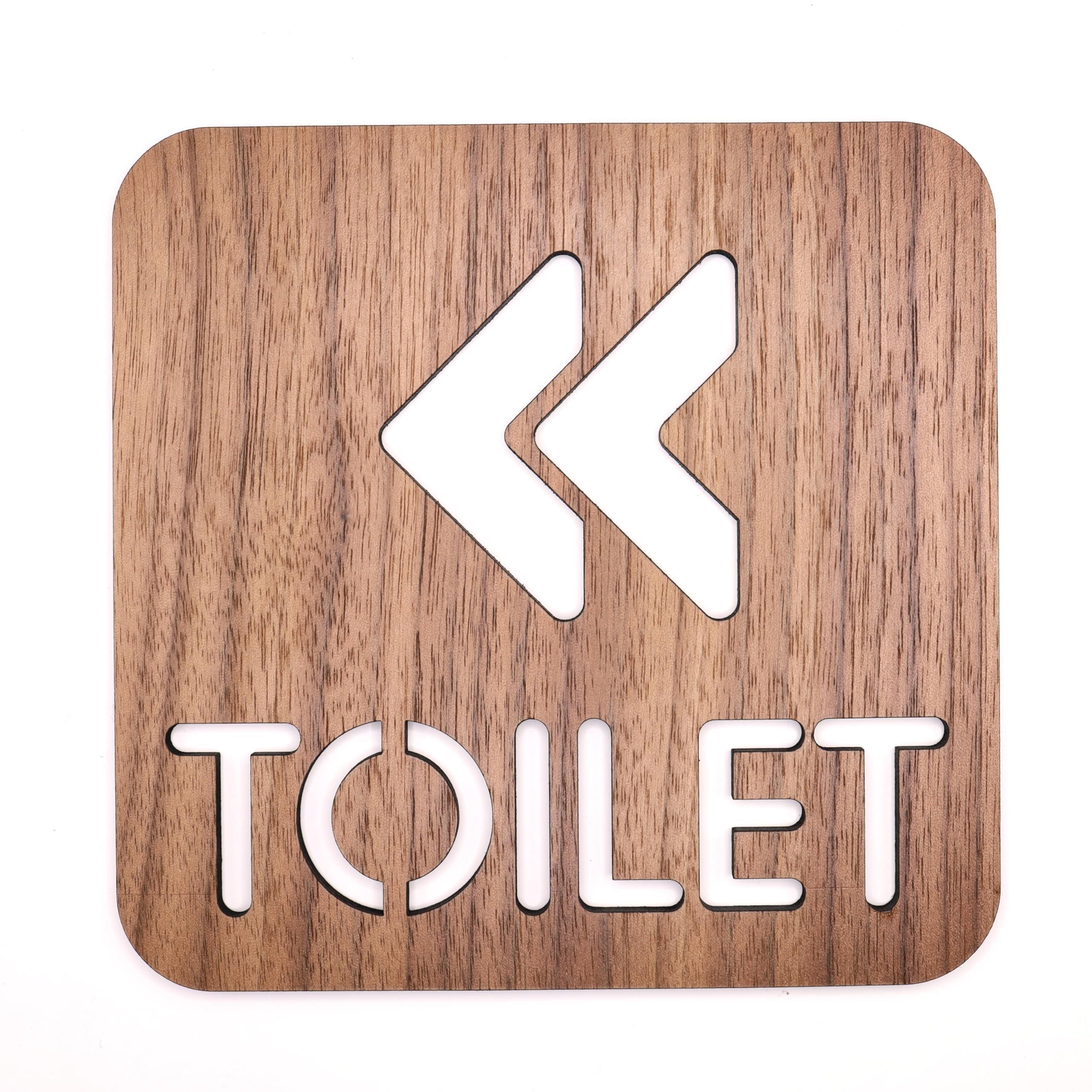 Toilet Directional Sign Left Arrow, Premium Walnut, 14.5 x 14.5 cm Restroom Plaque with Left Arrow Design - Image 3