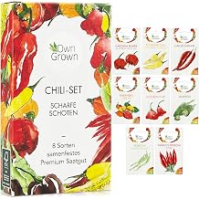 OwnGrown Chilli Seed Set with 8 Varieties for Garden and Balcony Premium Assortment   Colorful and Old Chilli Plants   Practical Set with Mild and Hot Chilli Plants