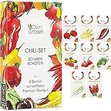 OwnGrown Chilli Seed Set with 8 Varieties for Garden and Balcony: Premium Assortment – Colourful and Old Chilli Plants – Practical Set with Mild and Hot Chilli Plants