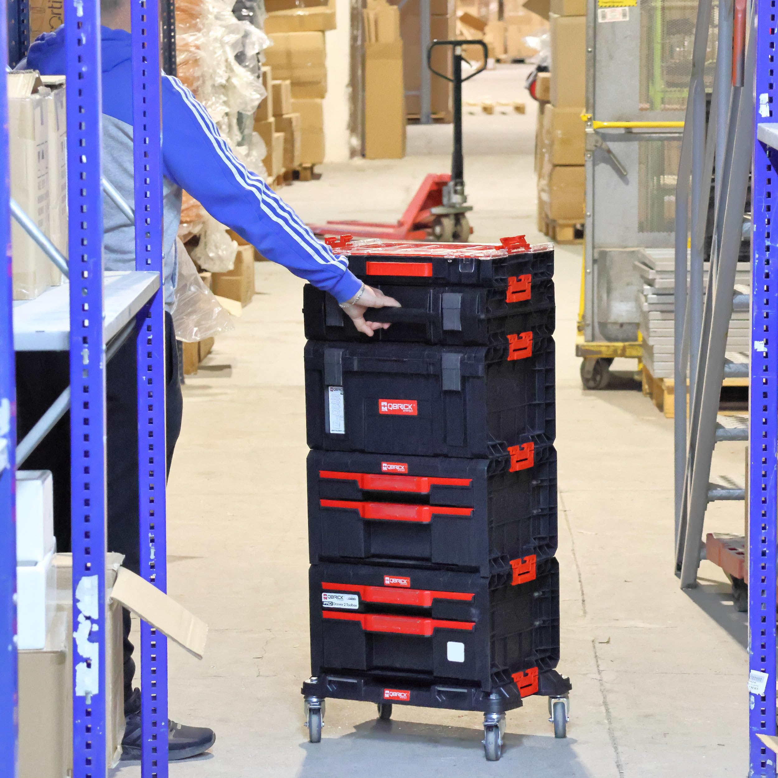Cassetta degli attrezzi con organizer, set medio, scatole modulari rimovibili PRO