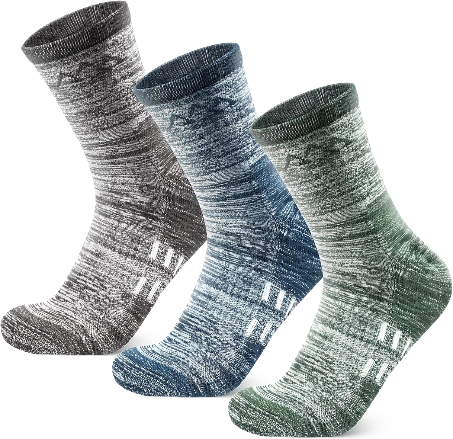 innotree 3 Pack Men's Merino Wool Hiking Socks, Micro Crew Cushioned Hiking Walking Thermal Moisture Wicking Trekking Socks