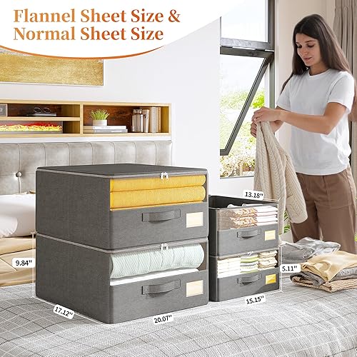 Miniatura 3 de EnHomee Organizadores de sábanas de gran capacidad de 240 litros, organizador de sábanas plegable con ventana y etiqueta para XL (tamaño Queen y