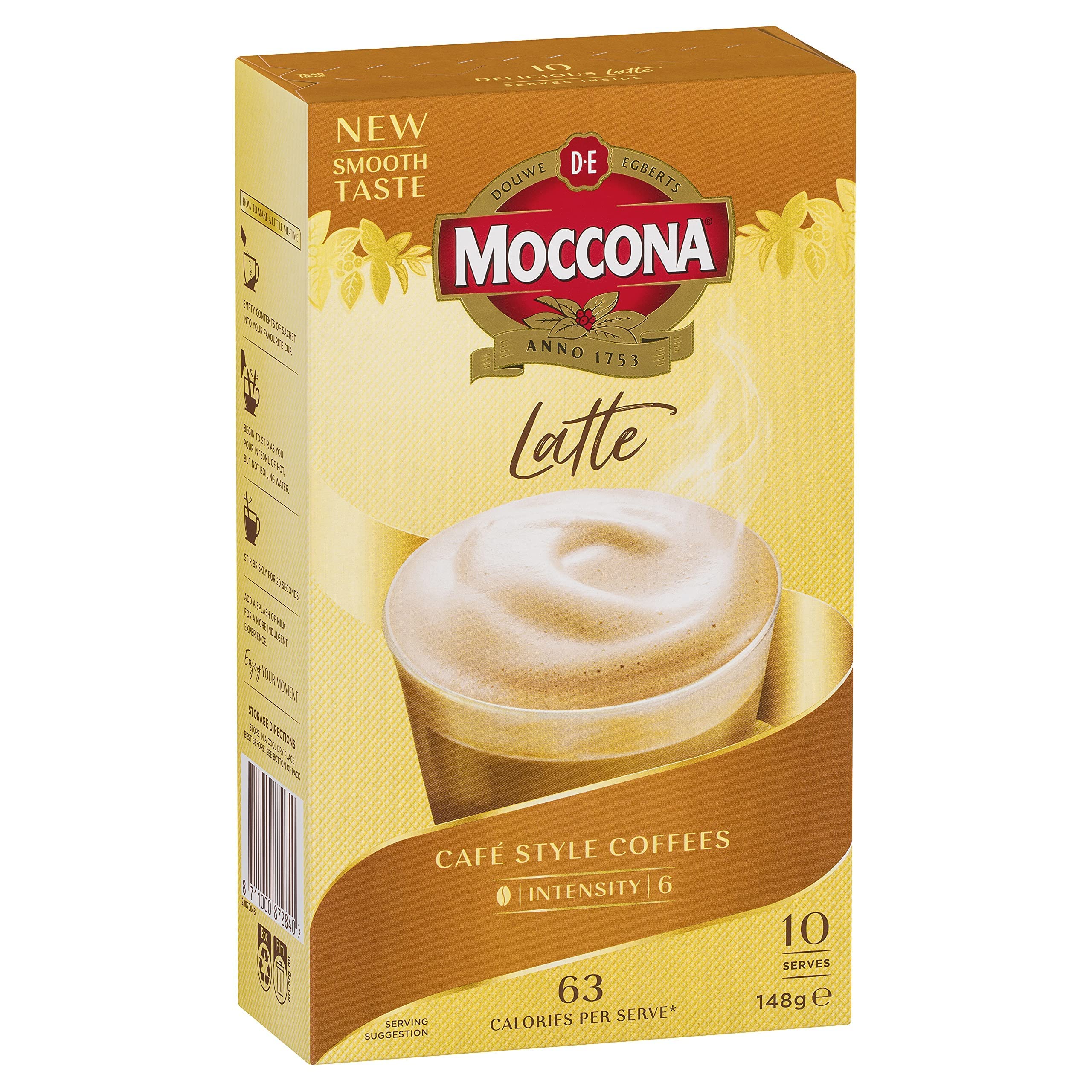 Moccona Coffee Sachets Latte 50 sachets (10 sachets x 5 packs)