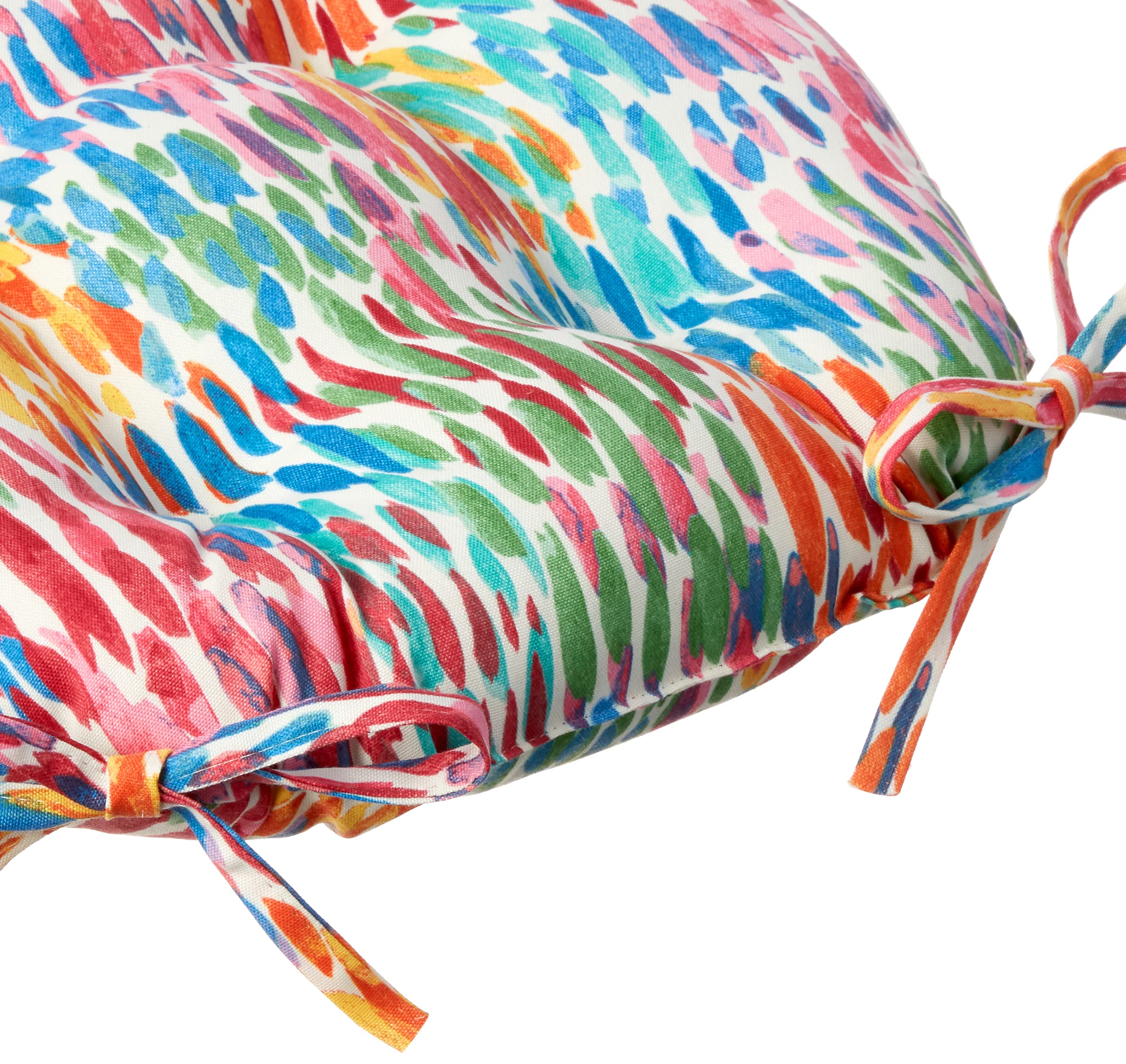 Pillow Perfect Outdoor | Indoor Make It Rain Zinnia Reversible Chair Pad (Set of 2), Blue 16 X 15.5 X 4