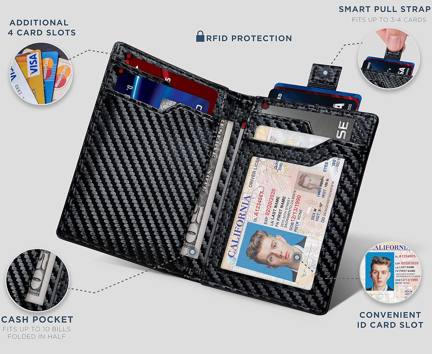 SERMAN BRANDS - Wallets for Men Slim Mens leather RFID Blocking Minimalist Card Front Pocket Bifold Travel Thin - Image 4