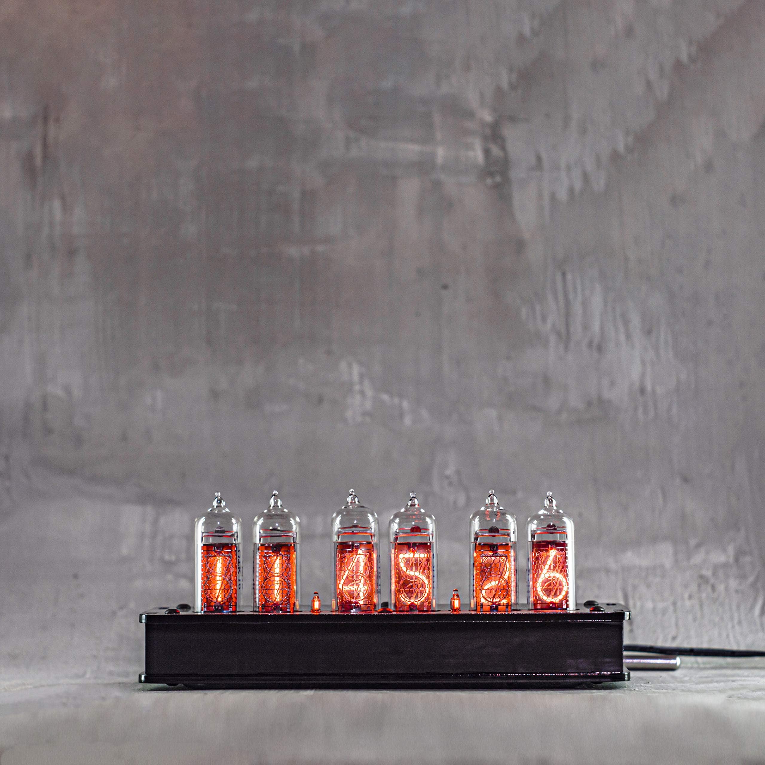 Nixie Tube Clock 6X IN-14 Replaceable Nixie Tubes, Black Acrylic Enslosure