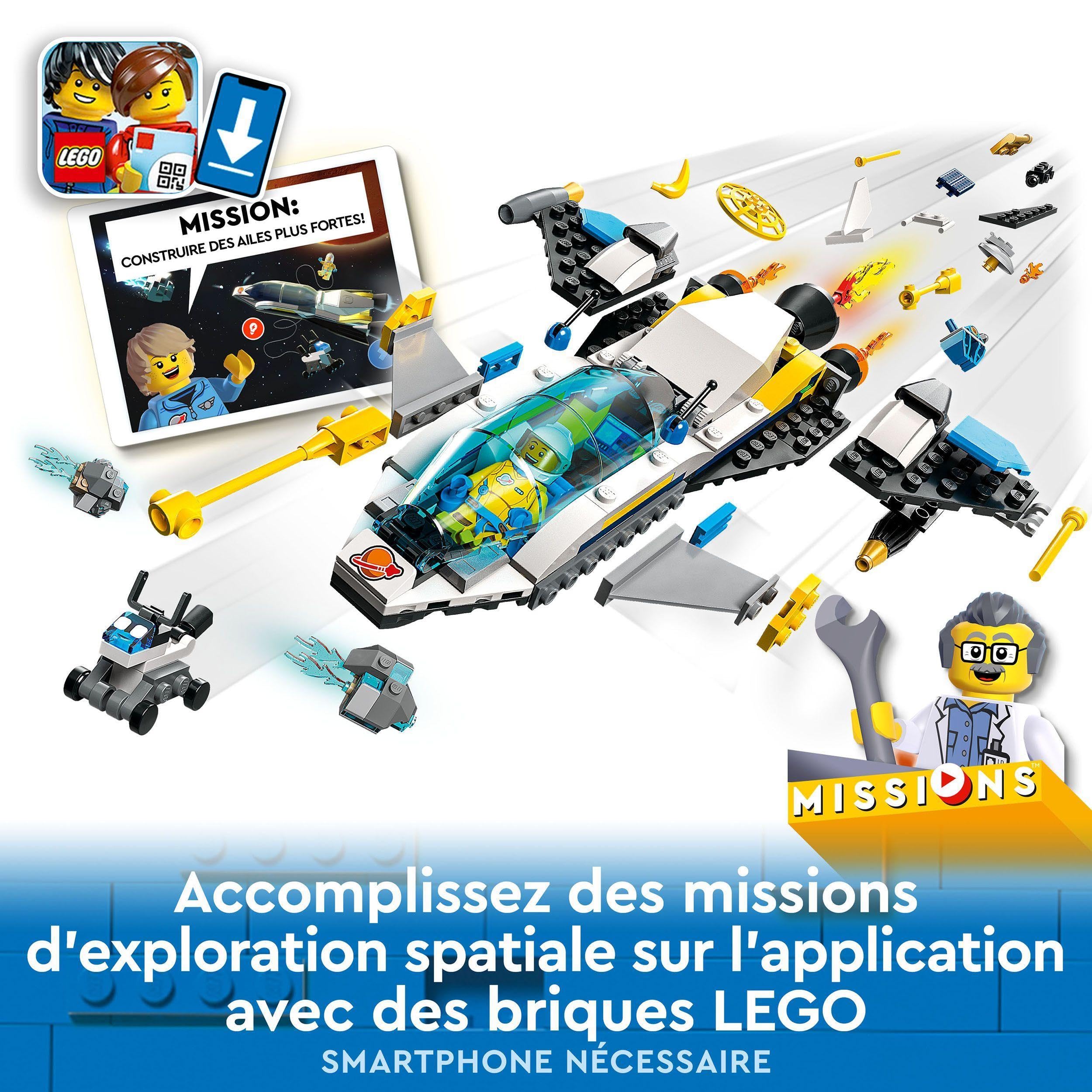 LEGO 60354 City Missions d’Exploration Spatiale sur Mars, Jouet de Construction Interactif avec Vaisseau Spatial et Planète Rover, pour Enfants de 6 Ans