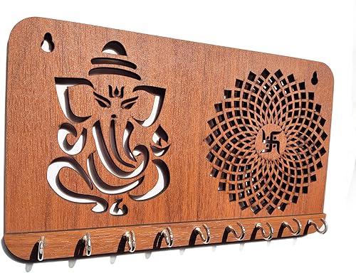 Miniatura 2 de Ganesha - Llavero de chakra con esvástica para decoración del hogar, elegante colgador de llaves montado en la pared, soporte de llavero para
