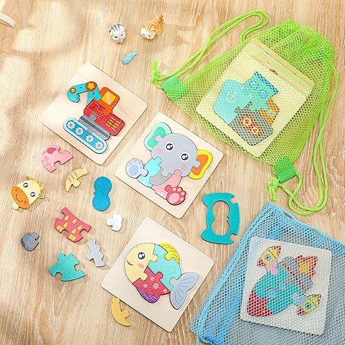 Miniatura 7 de 8 paquetes de rompecabezas de madera de animales para niños y niñas mayores de 5 años Montessori juguete educativo de aprendizaje con forma de