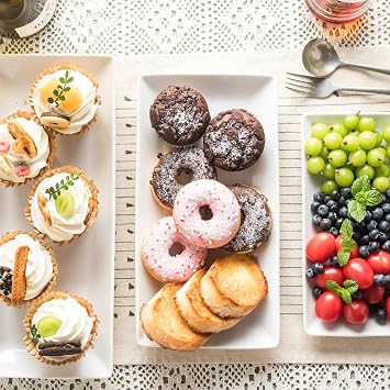 YHOSSEUN Porcelain Serving Platters Rectangular Trays White Serving Platters for Party, Stackable Serving Plates Set of 4,12 inch