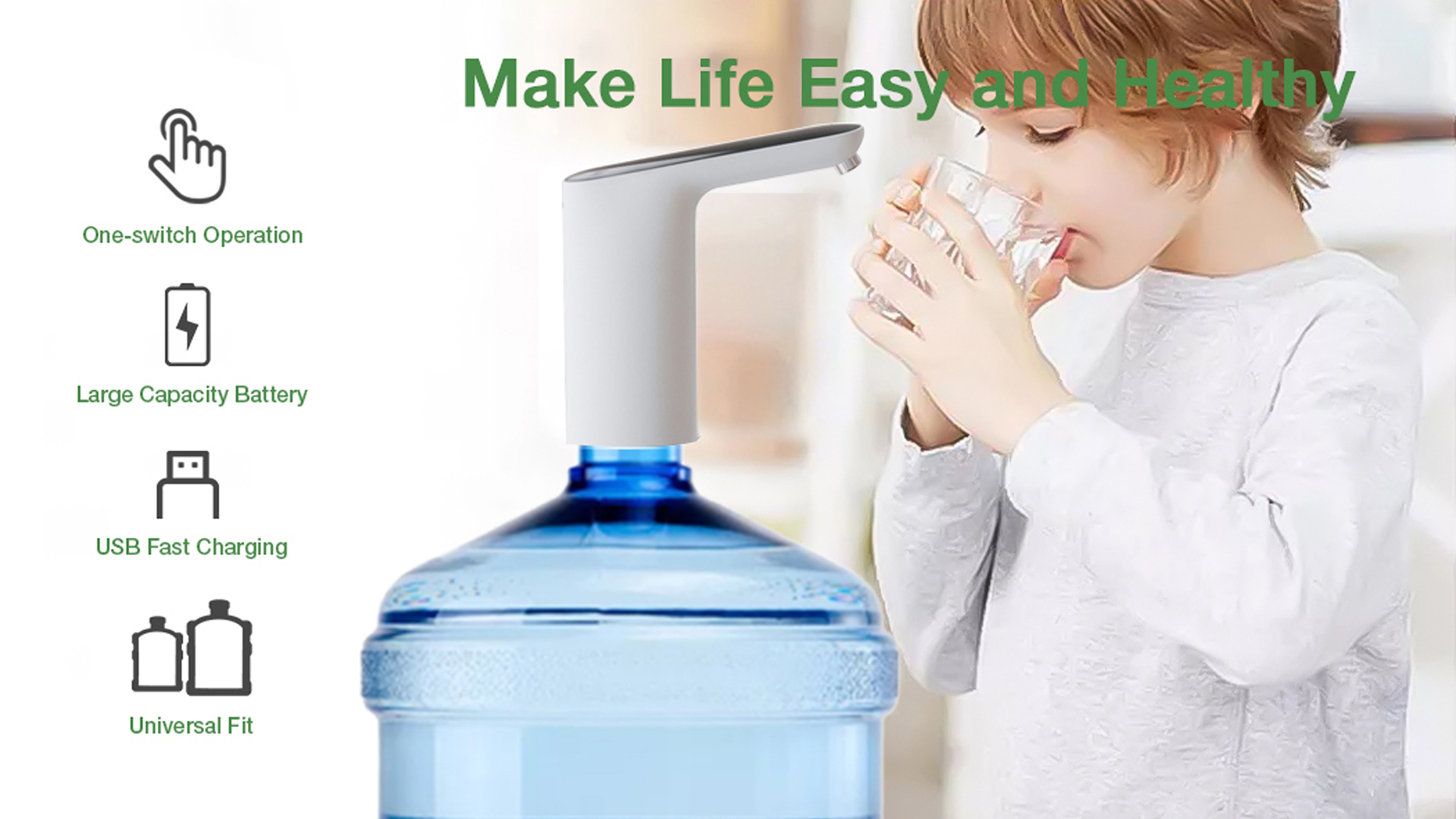 Distributeur de bouteille d'eau avec dessous de verre, pompe à eau