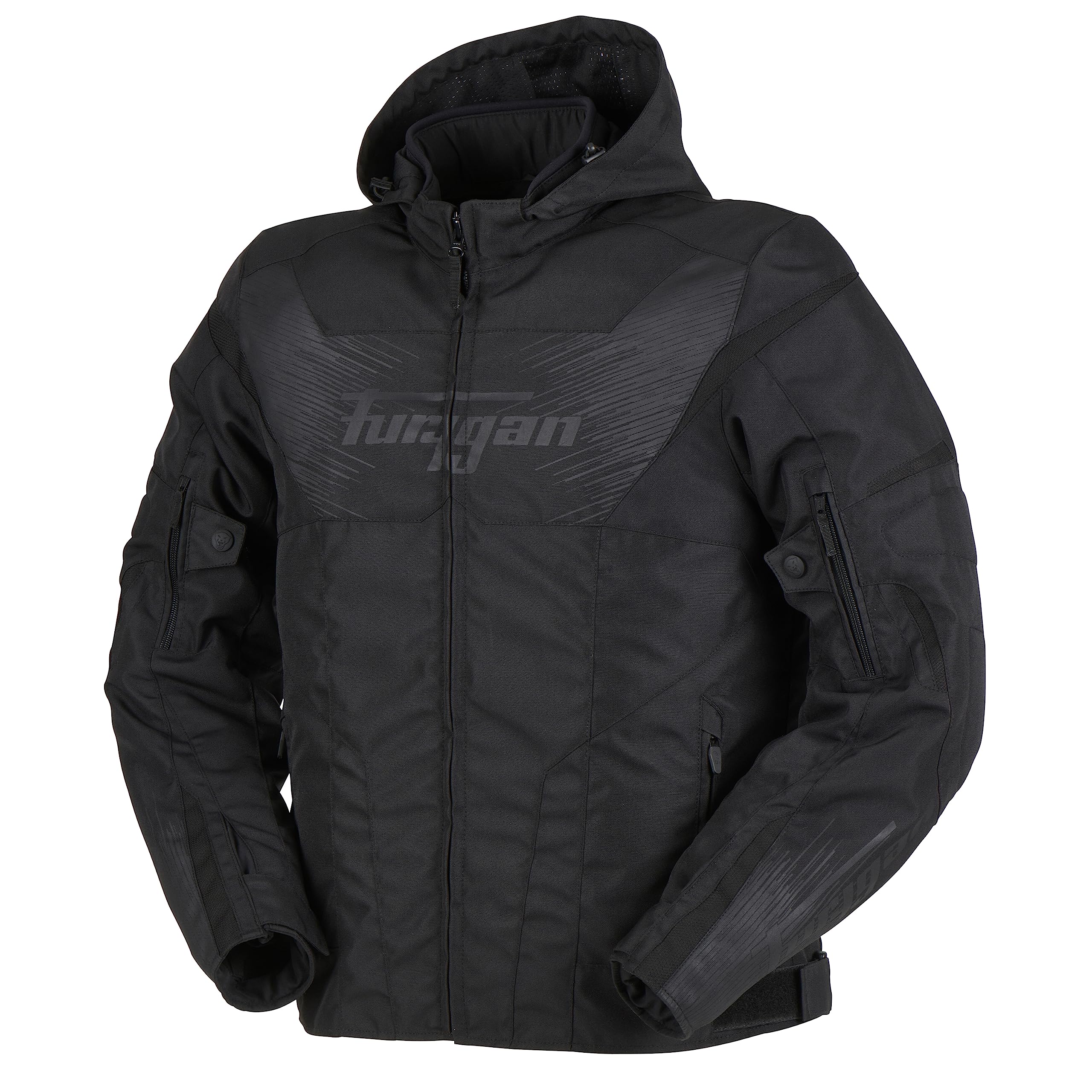 Furygan Veste homme moto SHARD - Protection avancée des épaules et des coudes - Capuche Amovible ou attachée dans le dos - Doublure thermique amovible - Manche réglable - Tailles différentes