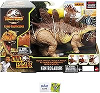 Vista 3 de Jurassic World Camp Cretácico Roar Attack Kentrosaurus Dinosaur Figura de acción de dinosaurio para niños con Attack Roar Bundle con 2 calcomanías