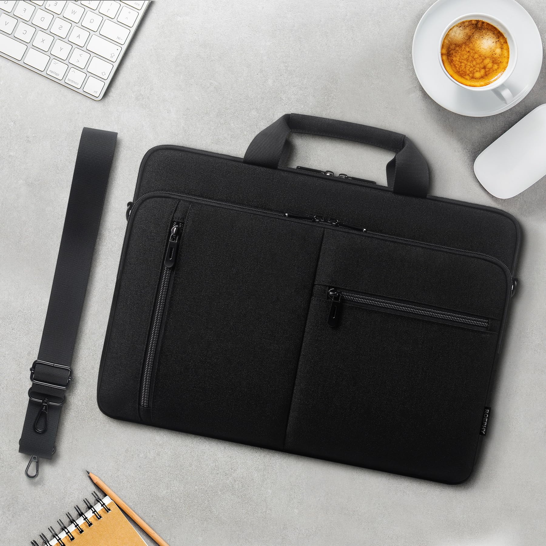 Sacoche Ordinateur 17-17.3 Pouces Anti-Choc Anti-Rayures Sac à Bandoulière Pochette PC Portable Sac Ordinateur pour Dell XPS 17 / Inspiron 17 5000 7000, LG gram 17, Razer Blade 17, Noir