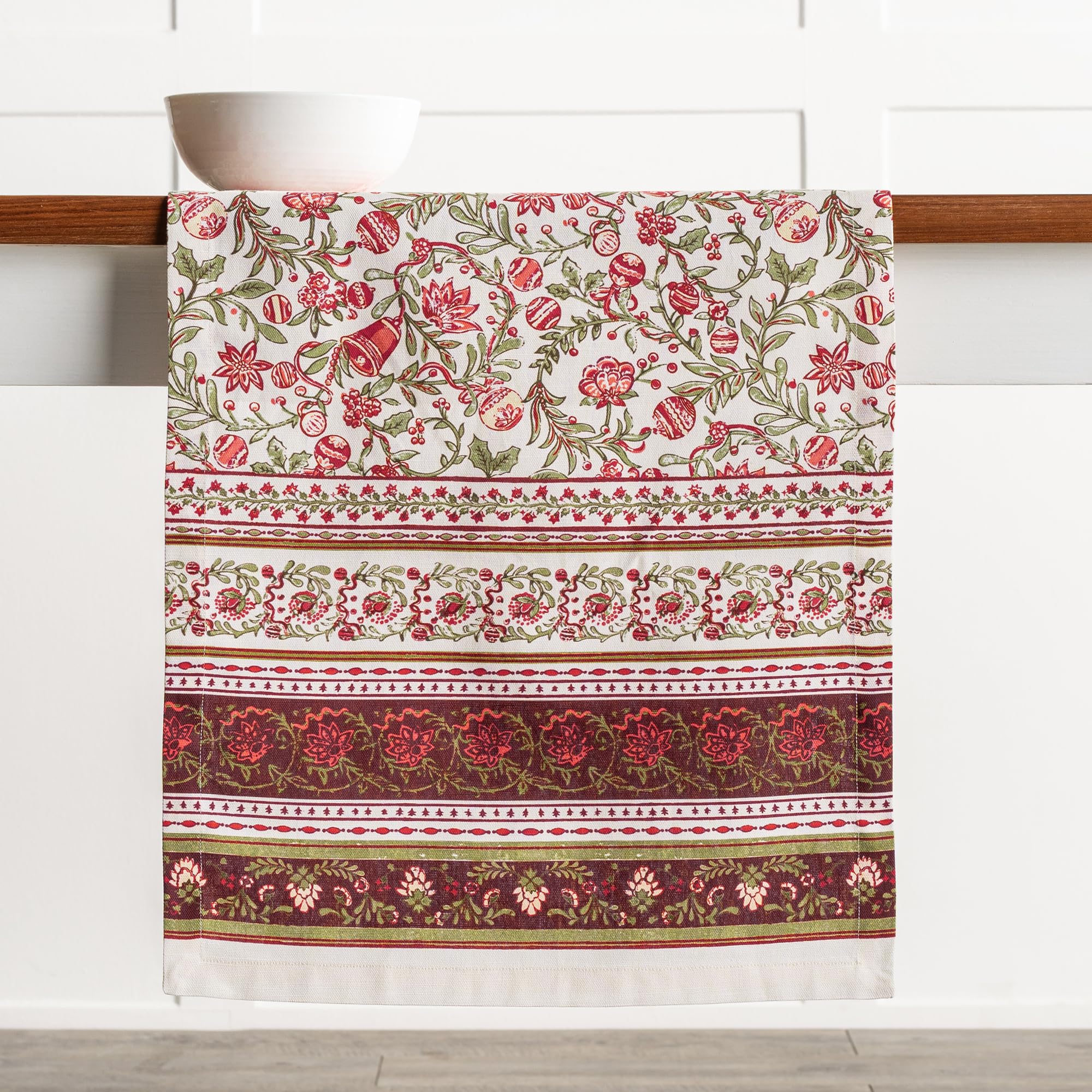 Maison d' Hermine Table runner 100% Cotton Single Layer Table Runners 230 CM long for Christmas Decorations Home Kitchen Dining Party Wedding Bridal Shower (Reveillon AU Jardin - Image 2