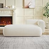 Upholstered Chaise Lounge Indoor for Living Room Bedroom Office Chaise Lounge Sofa：Boucle Fabric Modern Lounge Chair Indoor (Left Hand Cream)