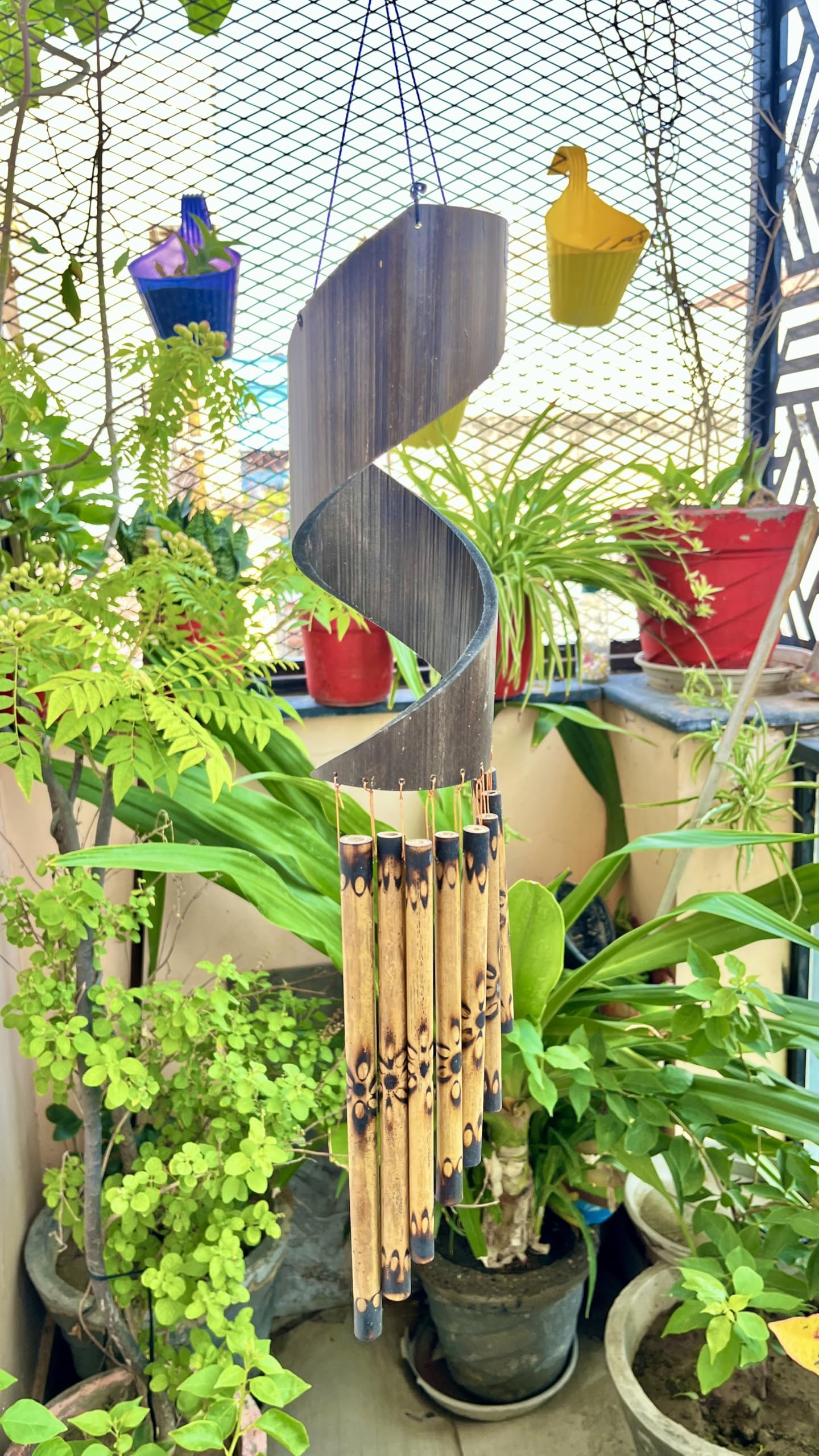 Antique Spiral Bamboo Pagoda Music Wind Chimes for Modern House, Balcony, Home Enterance, Garden, Patio, Home or Outdoor Décor - Medium Size - SavyWoods-image-39