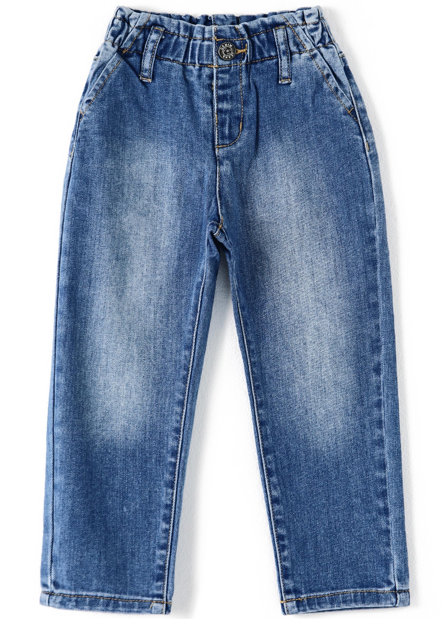 KIDSCOOL SPACE Pantalon en Jean à Volants et Taille élastique pour Petite Fille