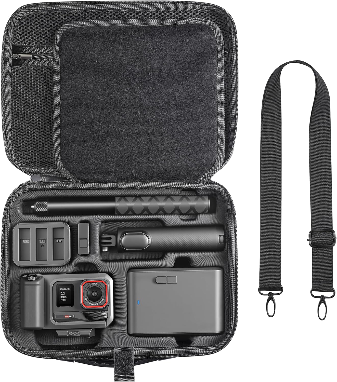 Carrying Case for Insta360 ACE Pro/Ace Pro 2 Xplorer Grip Pro Kit Print Accessories Storage Travel Bag for Insta 360 2 in 1Multi Mount/114cm Selfie Stick