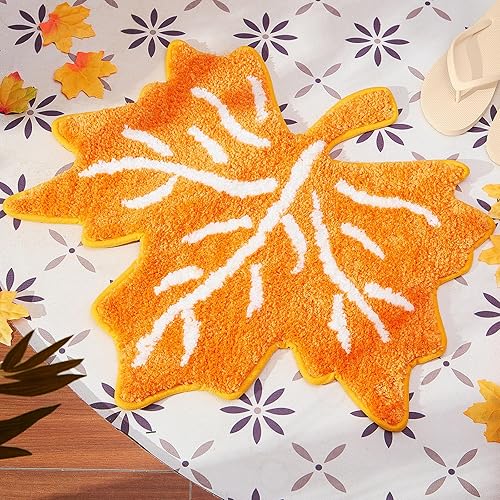 Fabbay Tapete de baño de otoño, tapete de otoño, decoración de baño, tapete de baño de hojas, decoración de Acción de Gracias, alfombra con forma de