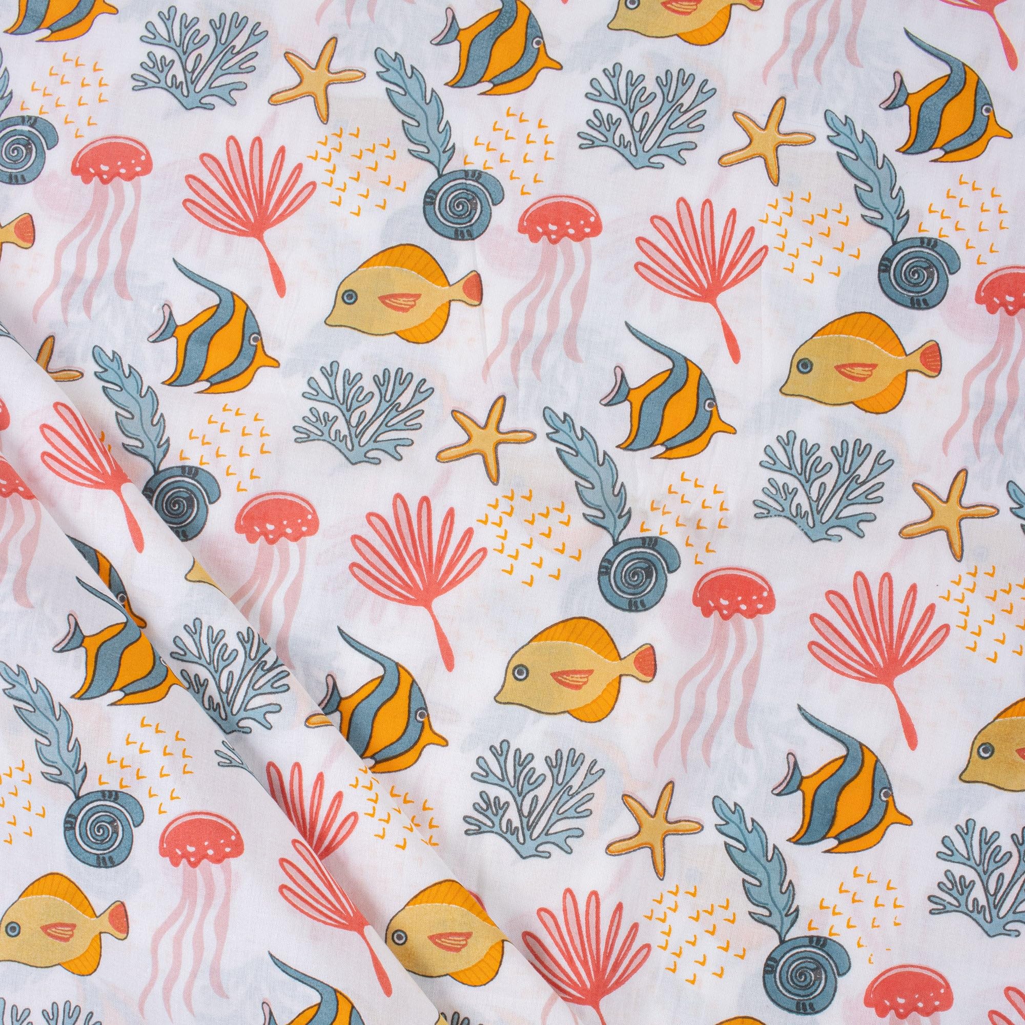 DMAASA Pure Cotton Hand Block Print Fabric | Running Fabric Material Cloth Piece Cartoon Print| 1 Meter Cloth Piece 44 Inch Wide | Scarfs, Bandana, Napkins and Crafts Making-image-24
