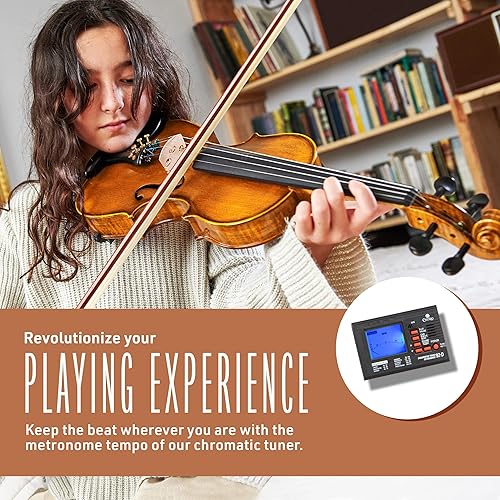 Vista 2 de Cecilio Viola de madera maciza de 16 pulgadas, tamaño completo, viola acústica profesional hecha a mano con accesorios de ébano, cuerdas de preludio