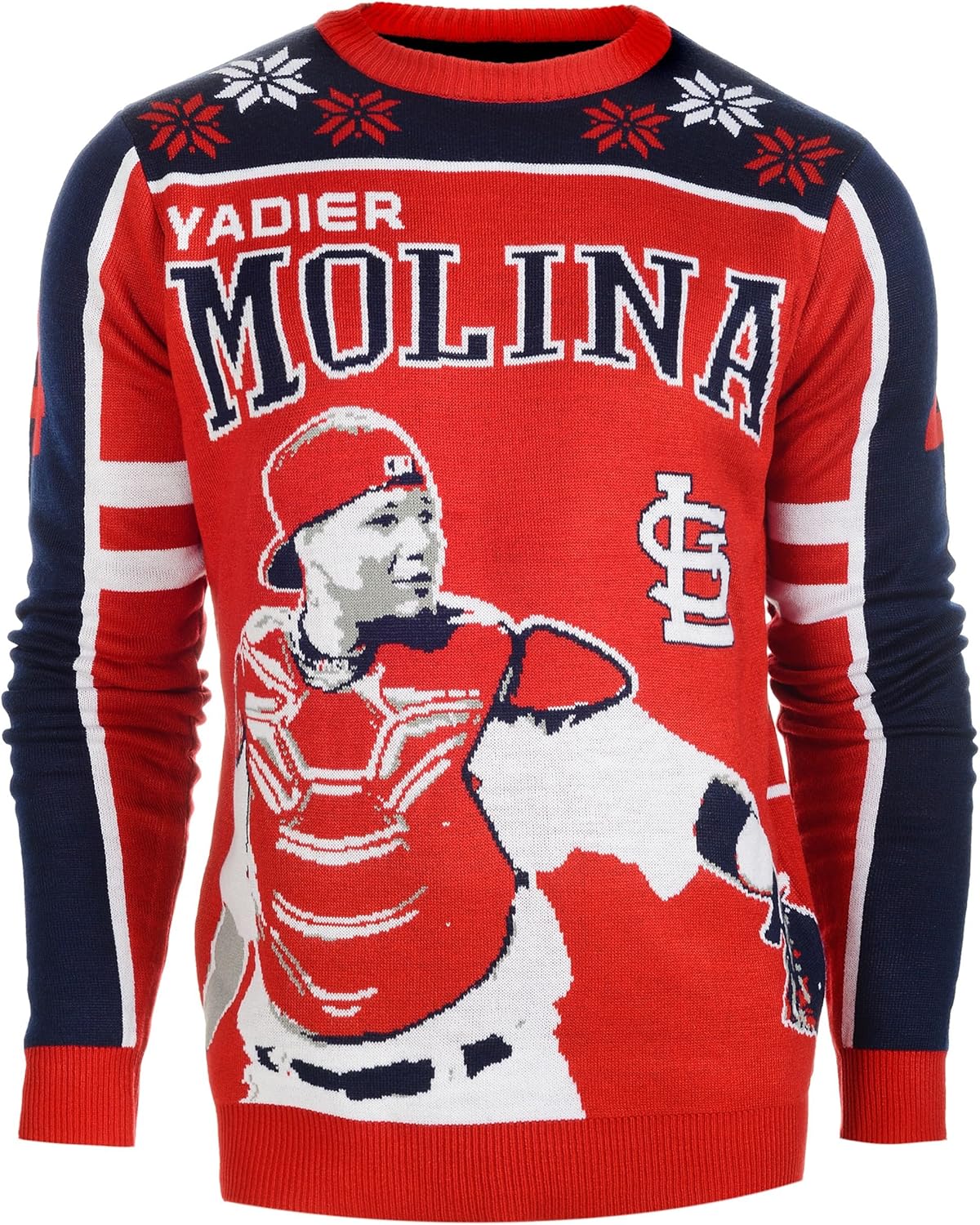 FOCO St. Louis Cardinals Molina Y. #4 2015 Player Ugly Sweater Small