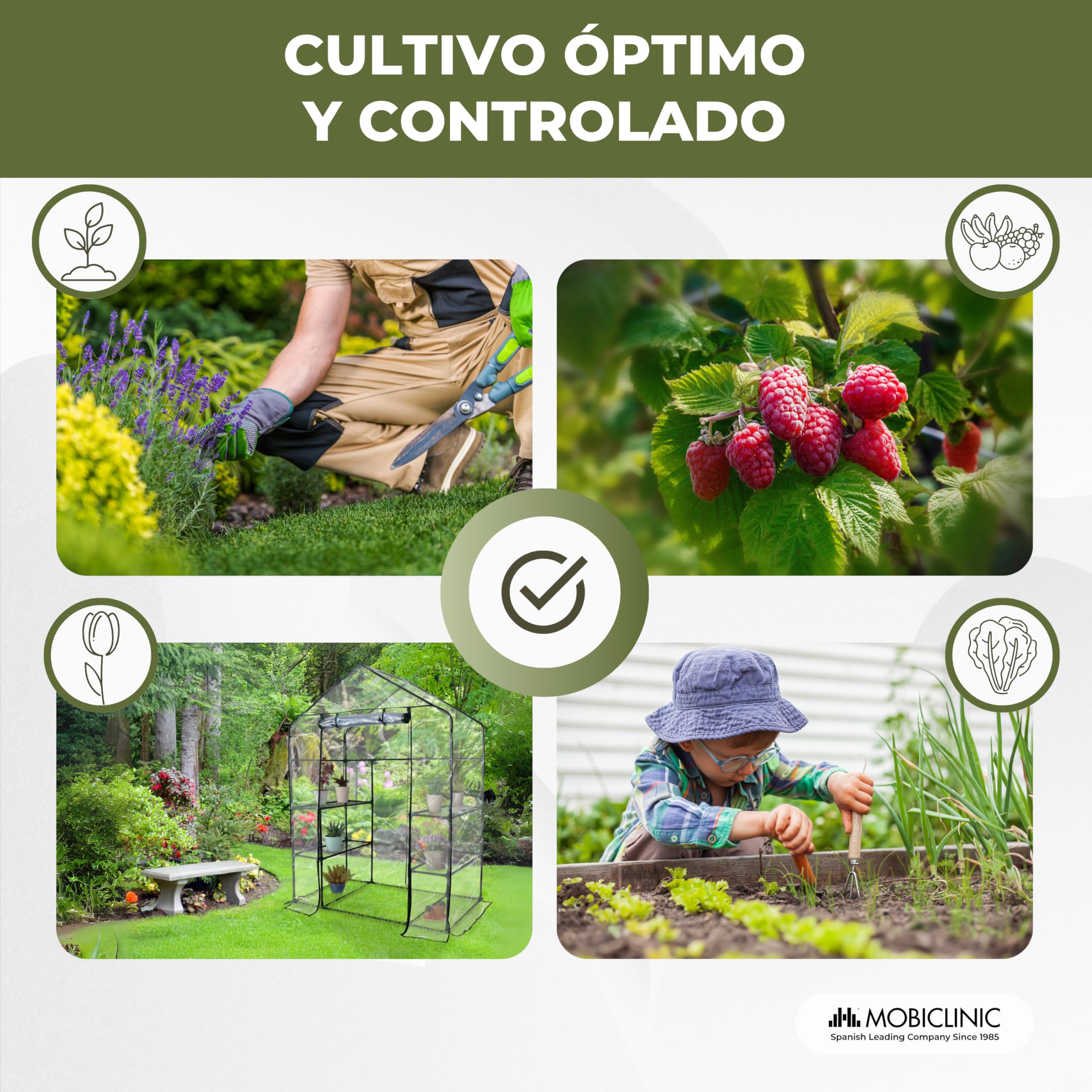 Mobiclinic®, Invernadero de Jardín, 143 x 73 x 195 cm, Cubierta de PVC y Puerta Enrollable, 4 Estantes, Impermeable, Home Grow, Vivero Casero, Fijación Segura, Ideal para Cultivo, Resistente