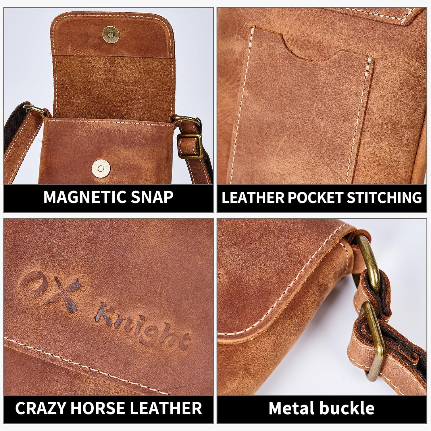 Genuine Leather Crossbody Bag for Women, Adjustable Strap Small Phone Purse, Lightweight Gift Ready Shoulder Bag - Image 6