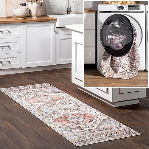 Miniatura 3 de nuLOOM Mae - Alfombra de pasillo lavable a máquina, 2 pies 6 pulgadas x 8 pies, gris claro, rectangular, 0.1 pulgadas de grosor