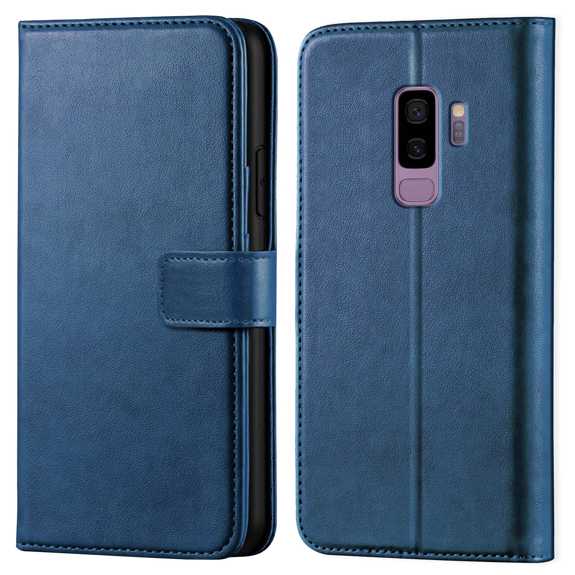 SUNSHINE® Leather flip Case Compatible with Samsung S9 Plus | Inside TPU with Card Pockets Wallet Stand Magnetic Closure 360 Degree Complete Protection - Blue (B088PN47K5) Amazon Price History, Amazon Price Tracker