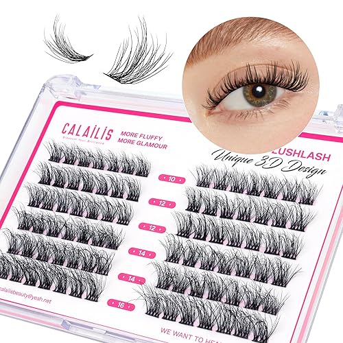 CALAILIS Wispy - Extensiones de pestañas en racimo para bricolaje, 144 unidades, pestañas naturales en racimo 3D, pestañas individuales esponjosas,