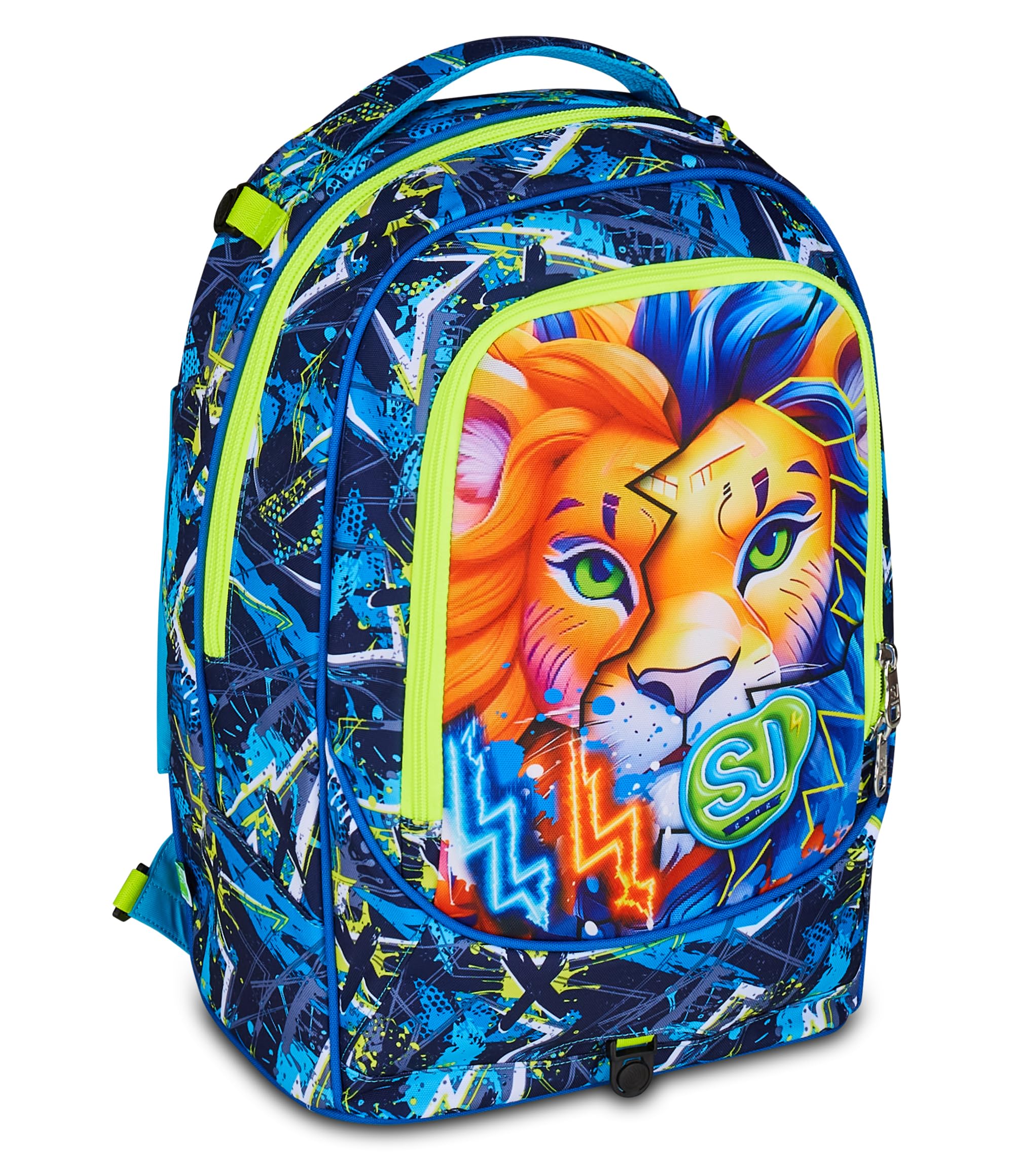 SJ GANG STYLE JAM GANG Trolley Scuola Cuccioli New Tech, Blu, 3 in 1, Triplo Uso, Zaino con Carrello Sganciabile e Crossover System, Scuola Elementare, Bambino