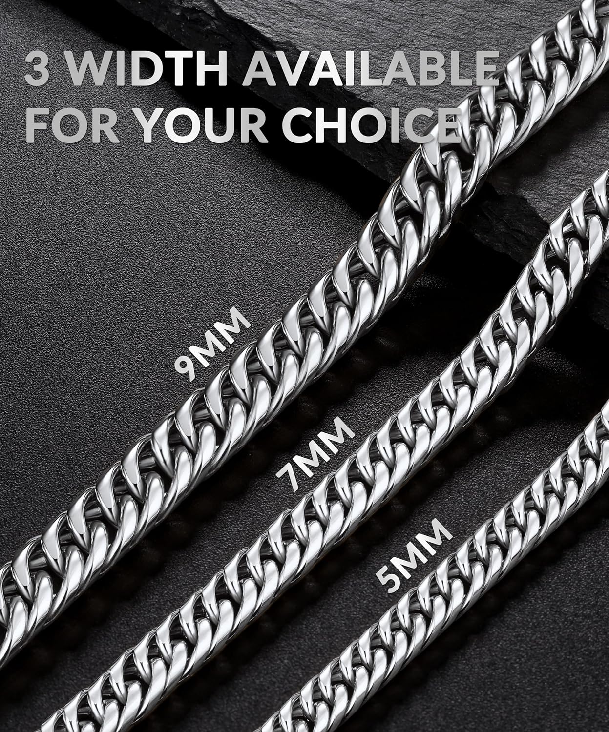 5MM/7MM/9MM Cuban Link Chain for Men Boys with Push-Lock Clasp, Thick 18K Gold Plated Stainless Steel Chains for Men, Cool Mens Necklace Chain 18/20/22/24/26 Inch - Image 5