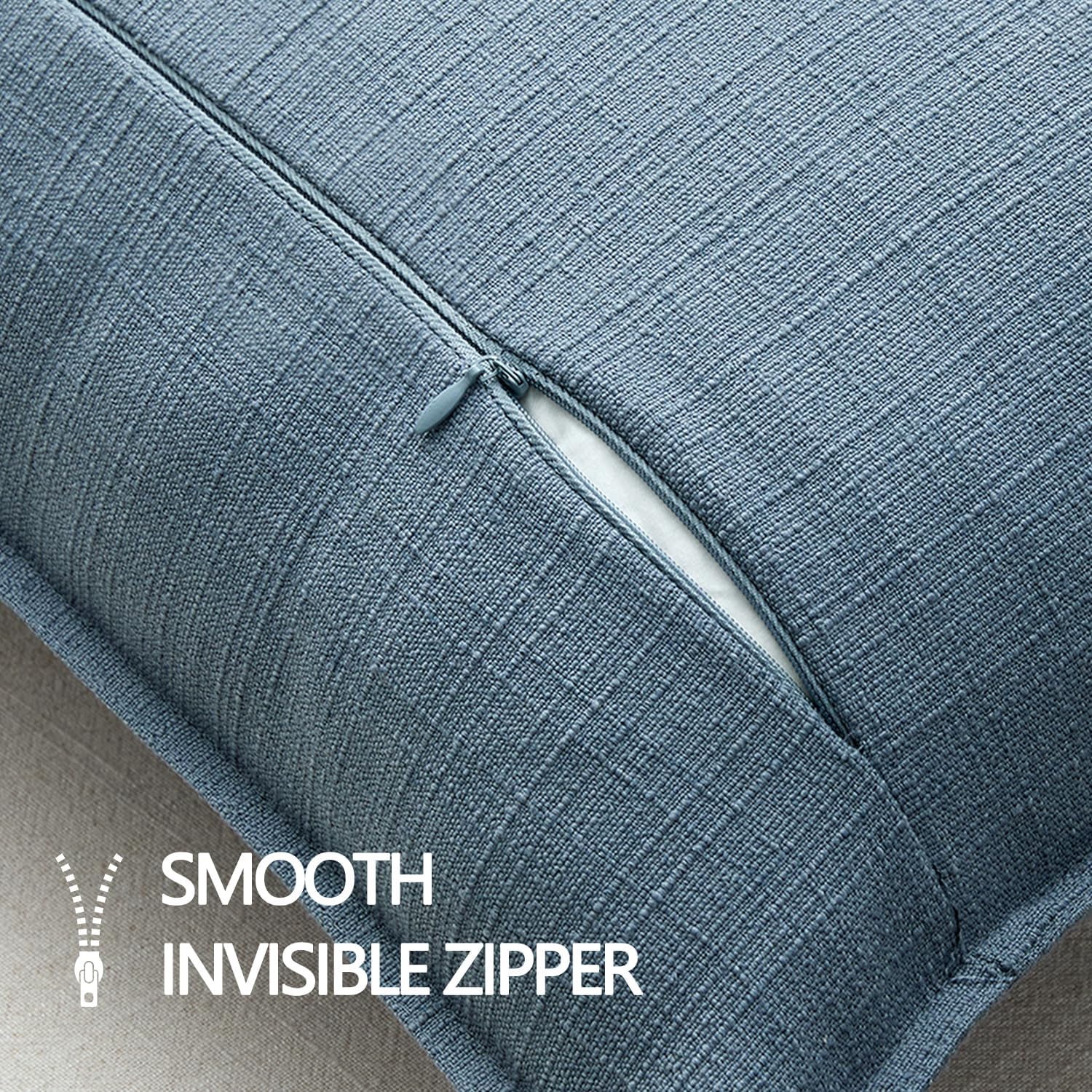 MIULEE Pack of 2 Thick Textured Couch Throw Pillow Covers, Blue Decorative Pillow Covers 20x20, Neutral Linen Cushion Cases for Sofa Bed Living Room Modern Farmhouse Home Decor, No Filling - Image 6