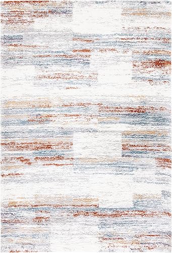 Miniatura 2 de SAFAVIEH Berber Shag Collection - Alfombra de área de 8 x 10 pies, diseño abstracto moderno, no desprende pelusa y fácil cuidado, 1.25 pulgadas de