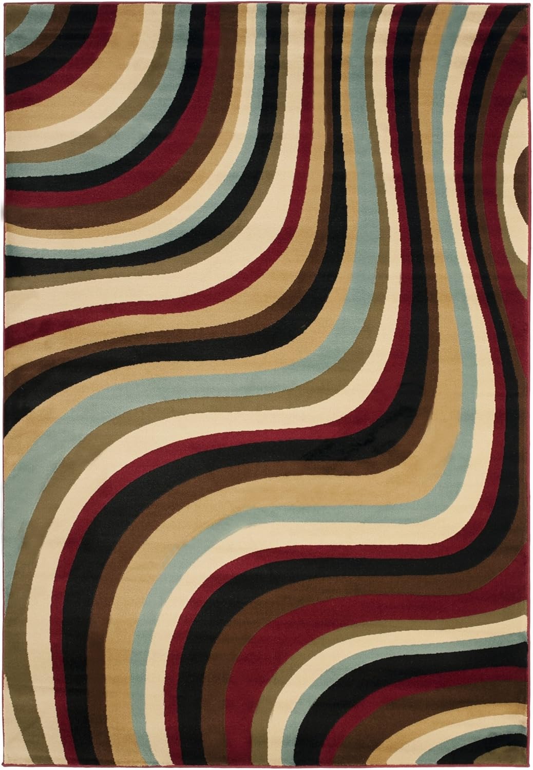 SAFAVIEH Porcello Collection 5'3" x 7'7" Red / Multi PRL6855 Mid-Century Modern Abstract Non-Shedding Living Room Bedroom Dining Home Office Area Rug