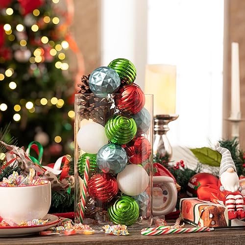 Miniatura 9 de Valery Madelyn Juego de adornos de Navidad para árbol de Navidad, 24 quilates, adornos de bolas inastillables de color azul marino, adorno colgante