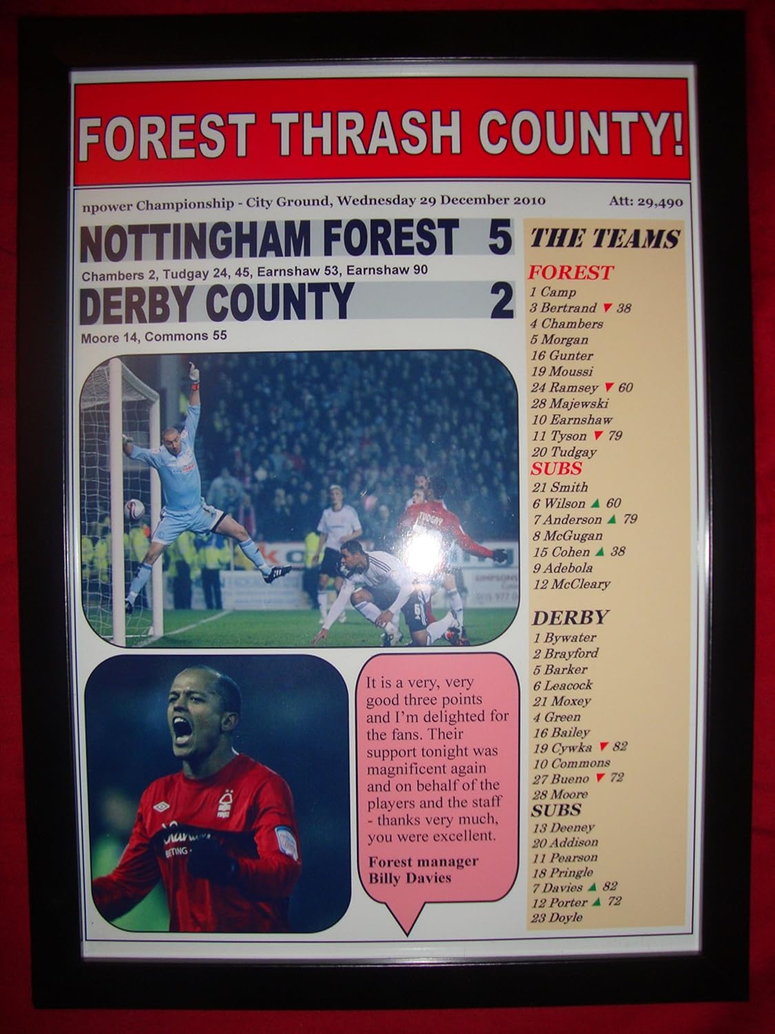 Lilywhite Multimedia Nottingham Forest 5 Derby County 2-2015 - framed print