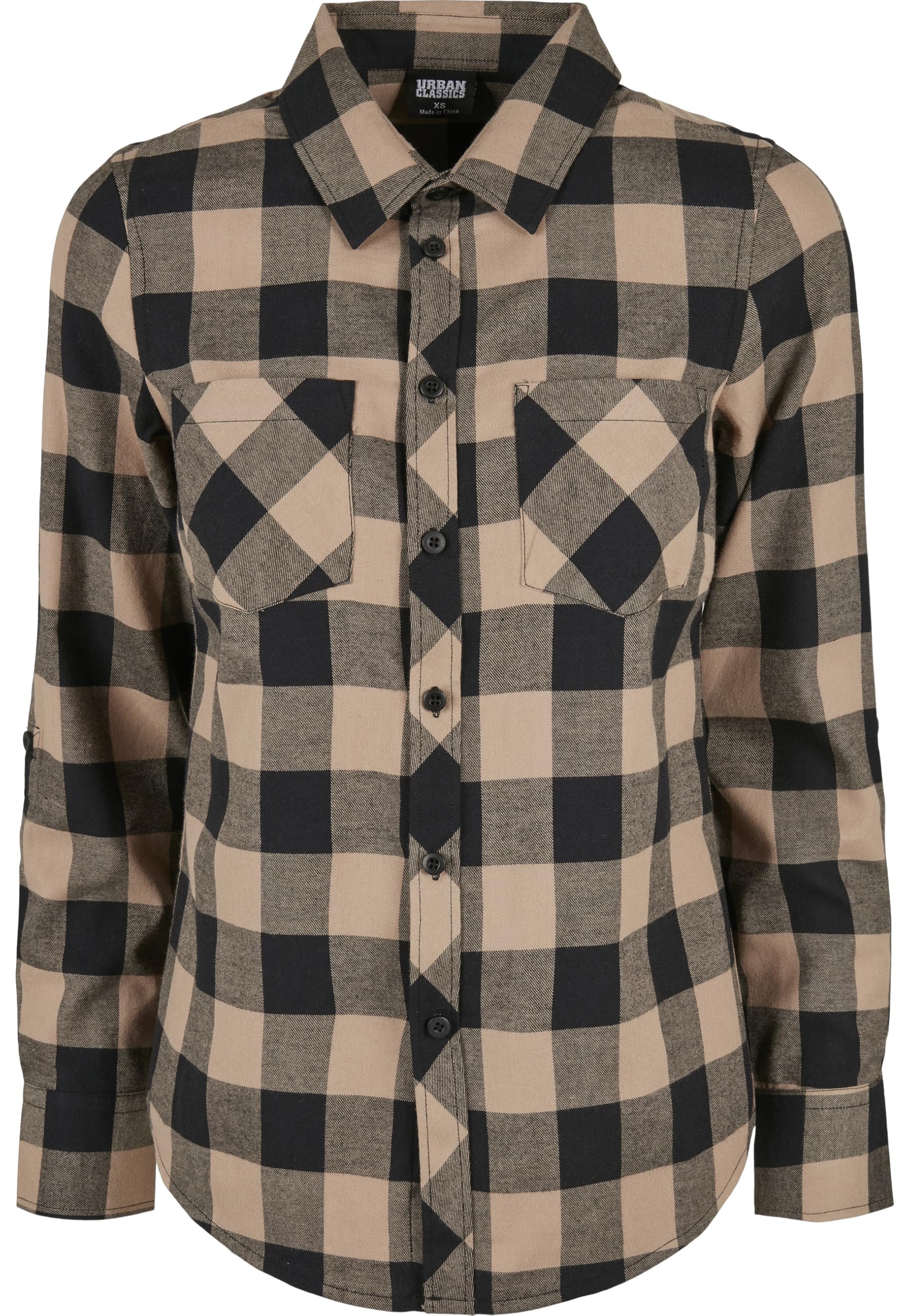 Urban Classics Damska koszula flanelowa w kratk?, Czarny/Softtaupe, XL