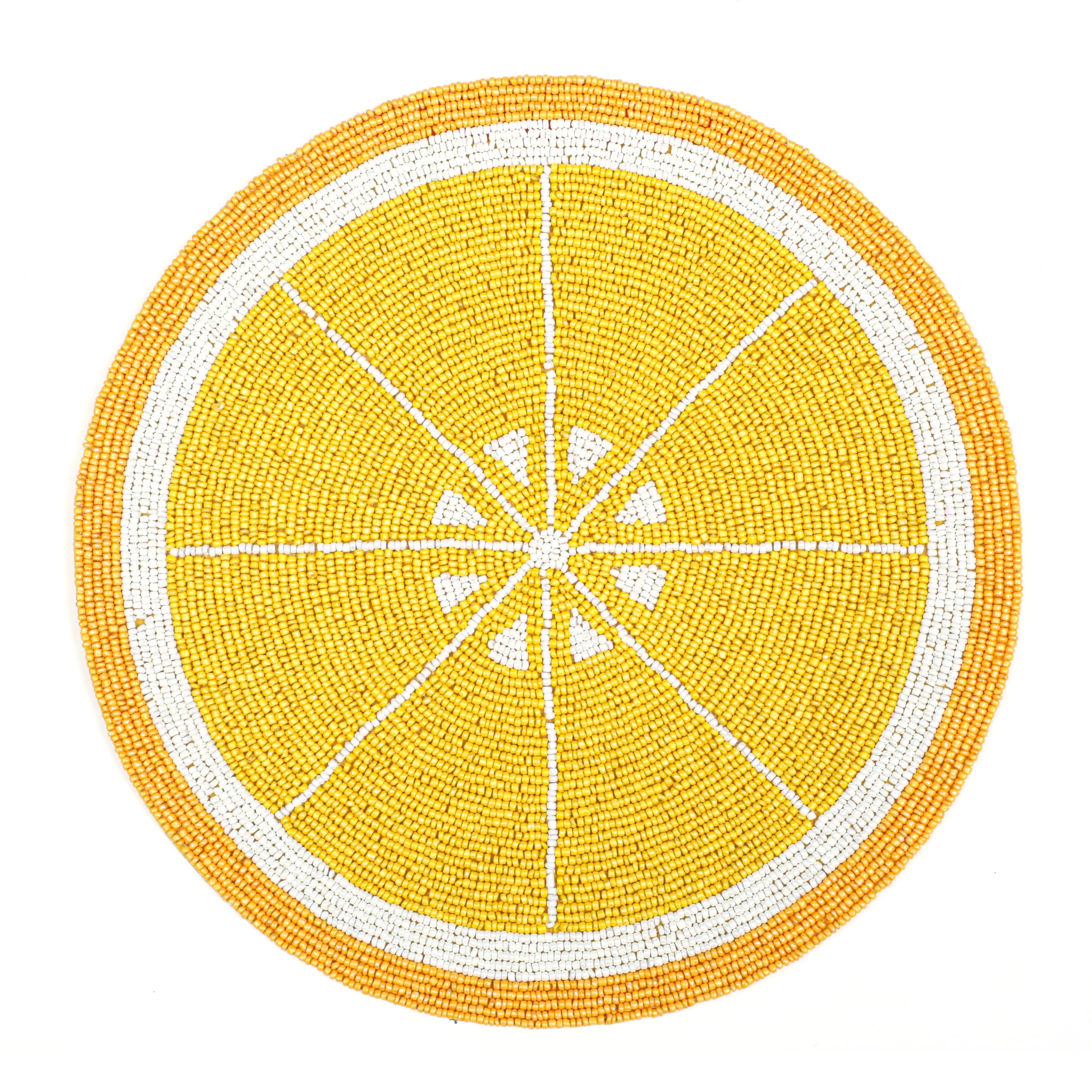 Alpha Living HomeBeaded Table mat, Coffee Table Beaded mat, Placement mats for Dining Table Beaded, Round Beaded placemats, Beaded placemats for Dining Table - 13 inch Charger Plate - Bumblebee