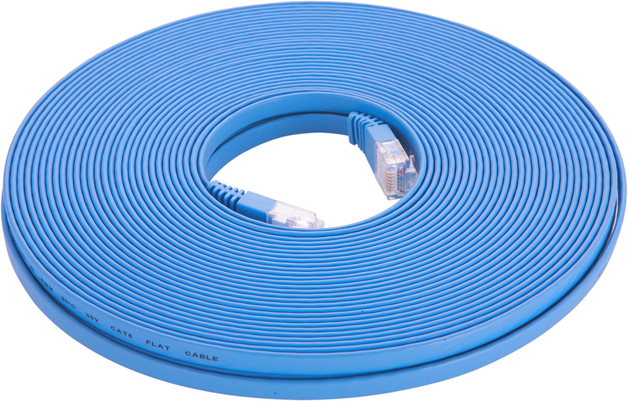 Pan-International P172A-17 Cat6 UTP Ethernet Cable 65ft - Flat Internet Network Cable - with RJ45 Connectors - 65 Feet (20 Meters), Blue